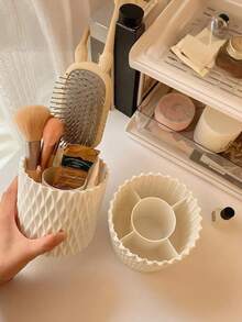 1pc 360° Rotating Makeup Brush Holder, Tabletop Round Eyebrow Pencil & Lipstick Rack, Rotating Cosmetic Organizer, Desk Pen Cup & Makeup Tool Storage Box. Suitable For Storing Eyeshadow, Lipstick And Makeup Brushes - View 10