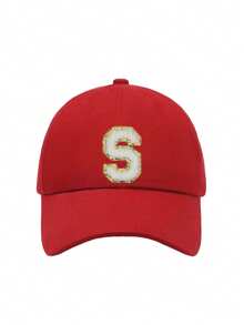1pc Kids' Red American Campus Style Gold Trim Letter Patch Baseball Cap, Breathable Sun Protection Hat Suitable For 3-16 Years Old, School, Travel, Sports, Hip-Hop - Red - View 9