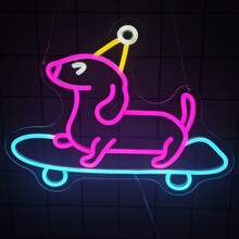 1pc LED Dog Sled Neon Light For Wall Decor, 5V USB Powered, Dimmable, Suitable For Bedroom, Office, Gym Decoration. Factory Direct Supply, Customizable. - Rose Red, Ice Blue, Yellow, White - View 5