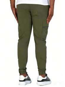 Quần jogger nam kiểu dáng casual với nhiều túi, phong cách thể thao tối giản kiểu cargo. - xanh quân đội - Xem 6