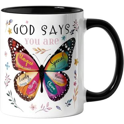 11oz Ceramic Inspirational Printed Coffee Mug, Religious Women Themed, Double-Sided Print, Reusable, Microwave & Dishwasher , Birthday/Mother's Day Gift