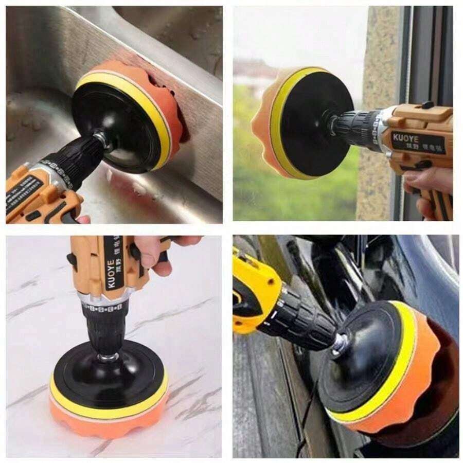 Miếng đệm đánh bóng bằng nỉ mềm 3/4/5 inch, đĩa đánh bóng xe hơi, miếng đệm đánh bóng sáp, dụng cụ làm sạch loại bỏ vết xước. - Bộ 5 món - Xem 1