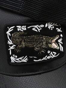 Set de 5 Gorras Trucker Unisex con Bordado de Cocodrilo | Cachucha tipo Charro con parche de animal | Gorra de Béisbol ajustable para Hombre y Mujer - Negro - Ver 6