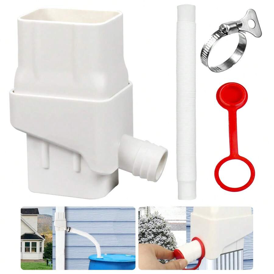 1pc Universal Rainwater Collection System With 50in Hose - Outdoor Garden Watering Tool