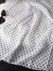 1pc Women's Elegant Minimalist Classic Polka Dot Print Chiffon Scarf, Lightweight Breathable Neck Scarf/Shawl For Spring/Summer - White - View 4