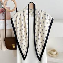 1 chiếc khăn choàng cổ bằng polyester chấm bi thanh lịch, phụ kiện trang trí đa năng cho mọi mùa, đi biển, nghỉ lễ. - #2 Trắng ngà - Xem 6
