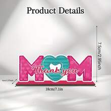1pc Mother's Day Wooden Desktop Decor - "Thank You Mom" Heart-Shaped Design, Pink And Blue Polka Dots, Modern Style, 2D Flat, Suitable For Home And Office Decoration, No Battery Required, Decorative Sign And Plaque - 1PC - View 5