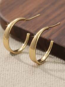 时尚经典的金色耳环，简约流畅的女士配饰，是日常约会和聚会的理想伴侣。 - 金色 - 查看 8