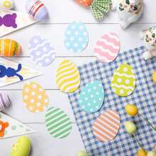 Moinchore 90 Pcs Easter Mini Egg Cut-Out Set Small Paper Egg Cut Outs Various Styles Glitter Egg Shape Easter Bulletin Board Decoration DIY Crafts For Holiday Hunt Game Party Supplies Gifts - ColorA - 查看 3