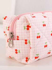 1个卡通樱桃图案铅笔盒/文具盒/化妆包，可爱学生文具收纳袋，化妆品整理笔袋，学生用品，桌面文具收纳，返校礼物 - 櫻桃 - 查看 7