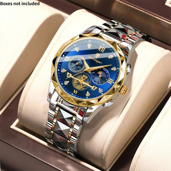  POEDAGAR Men's Business Quartz Watch, With Date Calendar And Multifunctional Display
