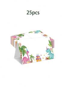 50pcs Dinosaur Theme Place Cards, DIY Handwritten Greeting Cards, Dinosaur Theme Party Table Cards, Blank Cards, Thank You Cards, Blessing Cards, Name Cards, Birthday Party, Banquet, Event, Reserved Seating - Dinosaur - View 10
