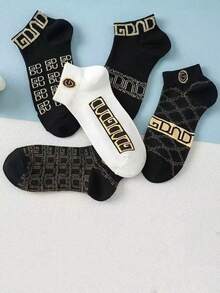 5 Pairs Men's Summer Low-Cut Socks, Breathable Moisture-Wicking Versatile Thin Non-Slip Ankle Socks - Multicolor - View 2