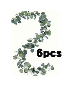 1/2/4/6pcs Artificial Eucalyptus Leaf Garland Decor, Faux Eucalyptus Leaf Wreath For Wedding, Party, Tabletop, Indoor/Outdoor Decoration, Rose, Art, Bouquet, Artificial Flowers, Centerpiece, Flowers, Floral Decor, Wedding Decor, Bedroom Decor - Green - View 13
