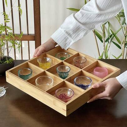 1个彩色玻璃杯，9格日式手持茶杯，个人玻璃杯，主人茶杯，日式玻璃茶具套装，适合招待客人，小容量咖啡杯，家用杯，餐厅手持杯