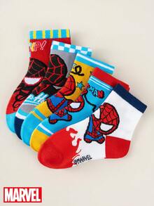 5 pares de calcetines cortos tipo tripulación con estampado de Spider-Man de Marvel, calcetines de superhéroe con licencia oficial aptos para niños - Multicolor - Ver 2