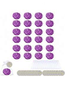 24pcs Rose Scented Candle Gift Set, Includes Organza Bag And Thank You Card, Romantic Rose Shaped Scented Candles, Suitable For Wedding, Party, Proposal, Home Decor - 24pcs - View 9