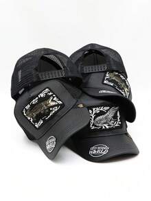 Set de 5 Gorras Trucker Unisex con Bordado de Cocodrilo | Cachucha tipo Charro con parche de animal | Gorra de Béisbol ajustable para Hombre y Mujer - Negro - Ver 1