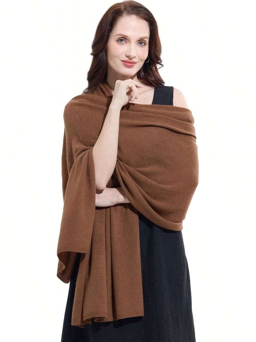 Soft Cashmere Blend Wrap Scarf For Travel, Extra Large 87"X28" - 角豆棕 - 查看 1