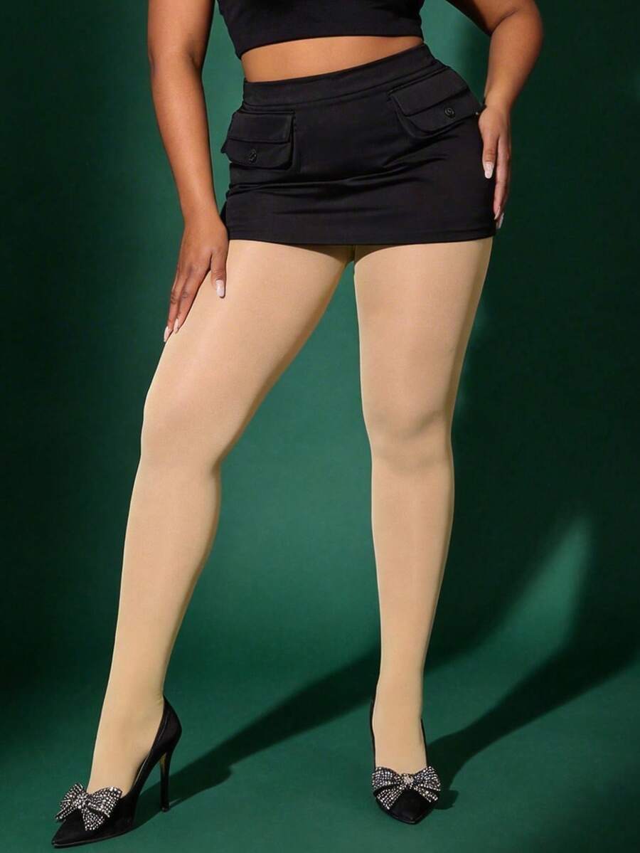 1 chiếc quần legging nữ 50D mỏng, gợi cảm, co giãn màu mơ, mềm mại thoải mái, bền chắc không bị rách, kiểu dáng tối giản đa năng phù hợp cho học sinh, thích hợp cho Ngày Valentine, Halloween, Giáng sinh, ở nhà, du lịch, các dịp xã giao. - Màu be - Xem 1