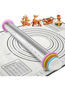 1个17英寸可调节擀面杖，大型不锈钢擀面杖，适用于披萨、馅饼、饼干、饺子、面条，厨房工具，烹饪用具，厨房配件 - 銀色-均碼 - 查看 11