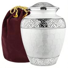 Trupoint Memorials Cremation Urn For Ashes For Women Female, Urns For Human Ashes Male, Engraved Mother Of Pearl Funeral Urn For Adult Man, Silver Lining Large White - Pearl - View 12
