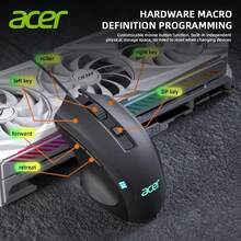 Acer OMW134 Wired Gaming Mouse, Excellent Grip, 12800 DPI, 1000Hz Polling Rate, 6 Programmable Macro Buttons, RGB Lighting, Durable Braided Cable, Ergonomic Low-Profile Buttons, Ideal For Office & Esports Gaming, Perfect Thanksgiving & Christmas Gift, Black & White - View 4
