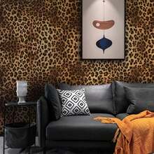 1 Roll Of Brown Leopard Pattern Waterproof Self-Adhesive Wallpaper Removable TV Background Wall Children's Room Rental Room Renovation Home Decoration Dining Room Living Room Bedroom Art Wall PVC Wallpaper Furniture Renovation And Room Decoration Wallpaper Roll - Multicolor - View 13