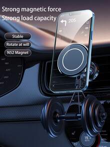 WOWSSYO 新款磁吸式车载手机支架，出风口安装，强力磁铁，360°旋转角度可调，附带磁环 - 黑色 - 查看 2