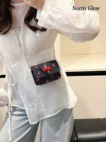 Cute Cherry Print Mini Bag, New Overseas Summer Sweet Mini Lipstick Bag, Four Colours Available,Chain Crossbody Earphone Bag, Shoulder Bag, Fashionable Korean Style Crossbody Bag,Gifts For Meetings, Birthday Presents, Suitable For Both Everyday Life And Holiday Travel - Nhiều màu - Xem 10