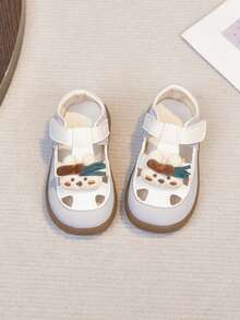 1双镂空3D兔子花朵魔术贴软底婴儿凉鞋 - 灰色 - 查看 2