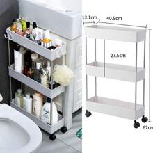 Multifunctional White Sliding Storage Rack Trolley, Hollow Drainage Multi-Layer Ultra-Thin Storage Cart, Slim Storage Cart, Roller Storage Cart, Narrow Storage Rack, Bathroom Storage Rack, Suitable For Kitchen, Bathroom, Laundry Room Mobile Storage Rack, Space-Saving Storage Rack, Multi-Layer Floor-Standing Storage Rack, Suitable For Kitchen, Laundry Room And Other Narrow Spaces Tower Storage Rack - Multicolor - View 6