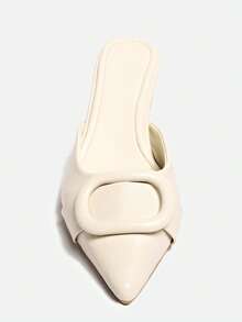 Tacones de aguja de efecto terciopelo con adornos para mujer, tacones de gatito - Beis - Ver 5