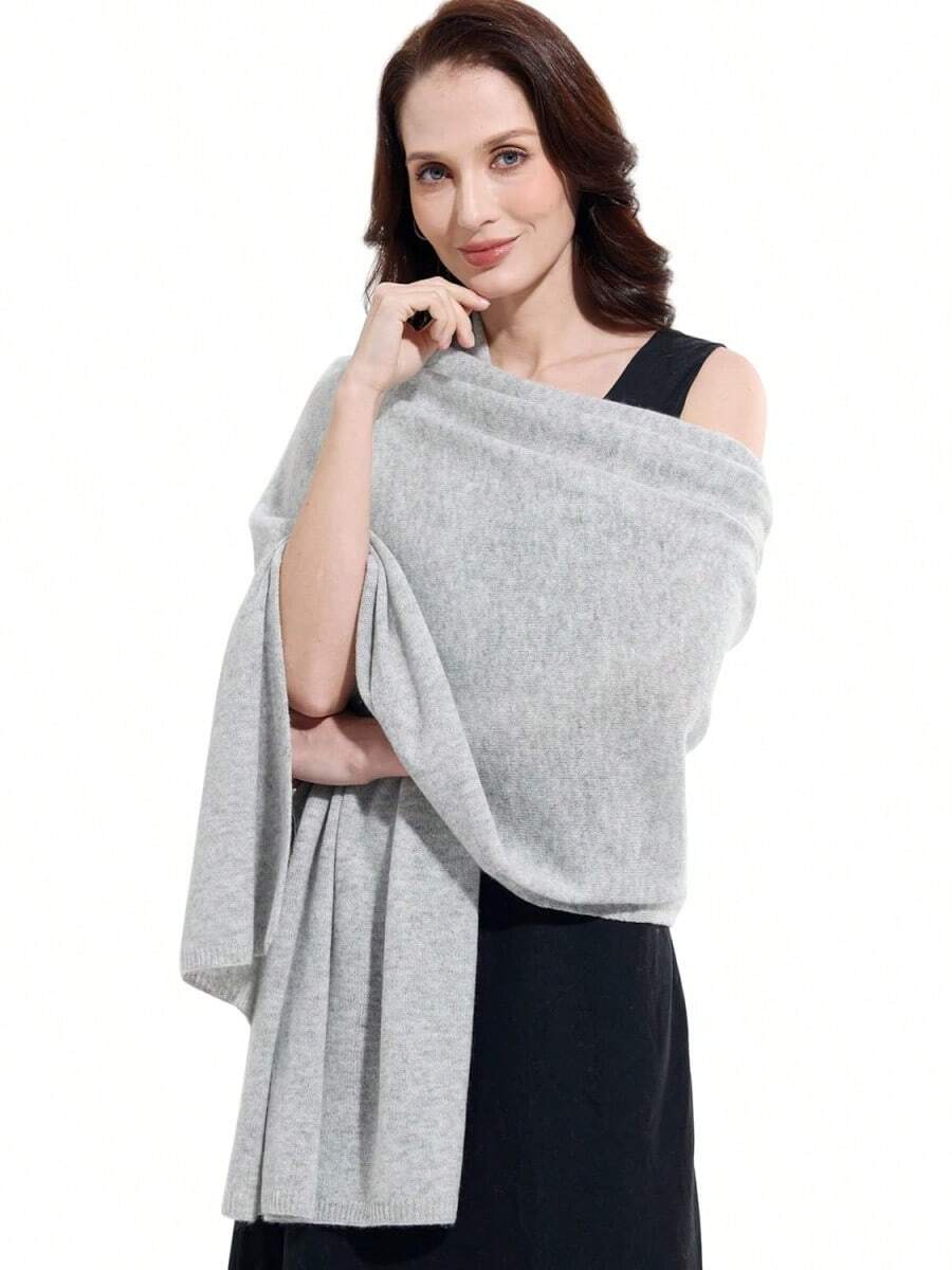 Soft Cashmere Blend Wrap Scarf For Travel, Extra Large 87"X28" - 灰色 - 查看 1