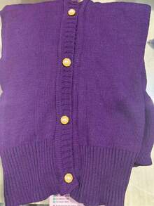 Beautiful, Fashionable, Lightweight Knit Cardigan With Buttons And Elastane. (Super Shipping!) - Roxo - View 2
