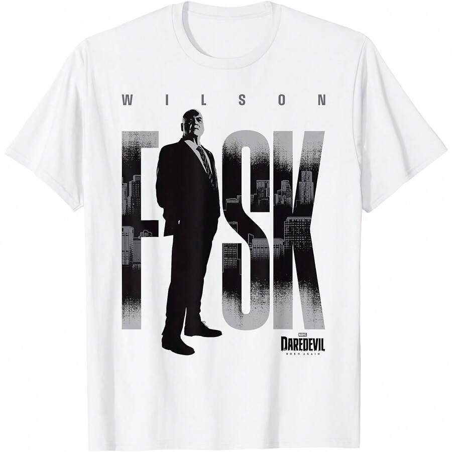 Daredevil Born Again Wilson Fisk City Overview T-Shirt All Seasons,220g Pure Cotton Single-Sided Printed Crew Neck Short-Sleeved T-Shirt,Unisex Top,Base Layer - Màu 4 - Xem 1