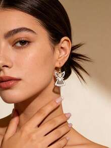 1 Pair European And American Fashion Princess Dress Angel Earrings, Suitable For Women's Daily Wear Or Gift - Silver - View 7