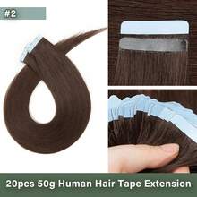 20PCS Straight Tape In Human Hair Extensions 100% Real Remy Human Hair 14-24inches Natural High Quality For Salon Silky Ape In Hair Extensions - S2 - View 3
