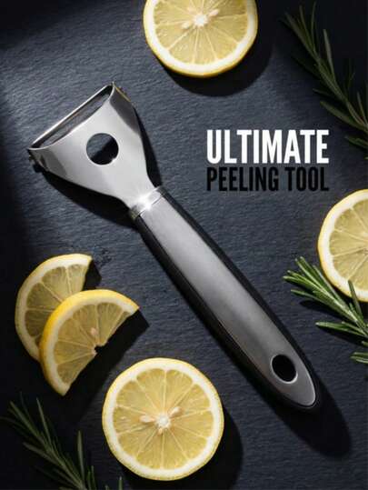 1 chiếc dụng cụ gọt vỏ rau củ và trái cây đa năng, thiết kế lưỡi rộng, sắc bén, bền và chống gỉ. Có thể dùng để gọt vỏ rau củ và trái cây, loại bỏ vỏ, chuẩn bị nguyên liệu nấu ăn. Tay cầm chống trượt giúp dễ dàng thao tác, loại bỏ vỏ hiệu quả mà không cần tốn nhiều công sức. Phụ kiện nhà bếp thiết thực.