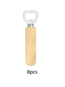 1pc Wooden Handle Stainless Steel Beer Bottle Opener, Bartender Style Engraved Bottle Opener, Suitable For Bar, Kitchen, Home And Restaurant - Beige - View 15