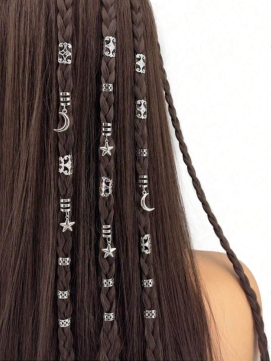 35件套星月发饰套装,适合女性和女孩日常佩戴及派对场合 - 銀色 - 查看 1