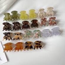 2 件/套迷你醋酸纤维发爪夹圆形几何发爪简约可爱甜美发夹侧夹女士发饰，多巴胺发夹发卡发夹发圈发夹适合秋冬假日装扮 - 多色 - 查看 10