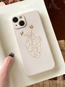 Solid Color Matte Heart-Shaped Anti-Drop Full Coverage Protective Phone Case, Suitable As Birthday Or Christmas Gift For Couples, Girlfriends, Daughters, Teens - أبيض عتيق - مشاهدة 4