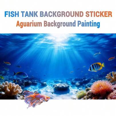 Blue Sea Turtle Reef, Aquarium Background Painting, Aquarium Background Sticker, Reptile Terrarium Background Sticker, Self-Adhesive Front Sticker, Aquarium Landscape Decor, Aquarium Decoration