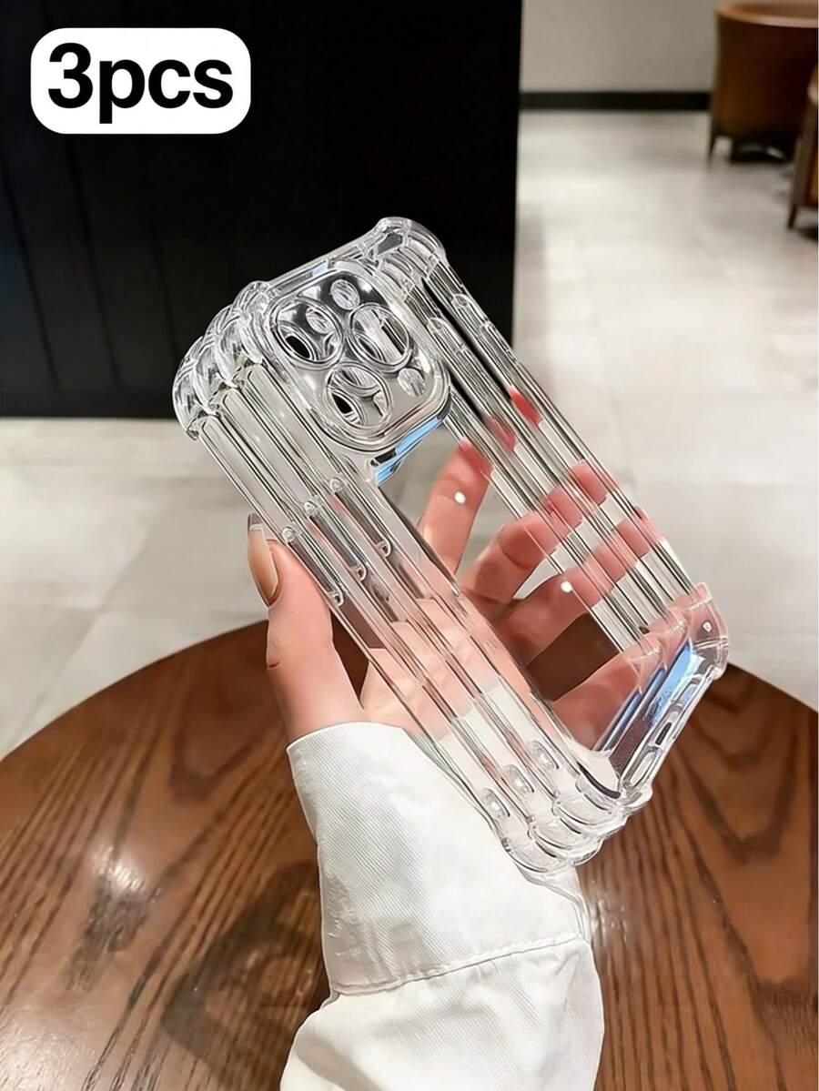 3件装TPU气囊防震2.8mm透明手机壳，兼容 17/17Pro/17ProMax/17Air/16/16Pro/16ProMax/16Plus/11/12/13/14 Pro Max/Xs/Xr/11 Pro/11 Pro Max/12 Pro/12 Pro Max/13 Pro/13 Pro Max/7 Plus/14 Pro/14 Pro Max/14 Plus/7 Plus/8 Plus/8/SE2，简约个性化手机保护套 - 無色 - 查看 1