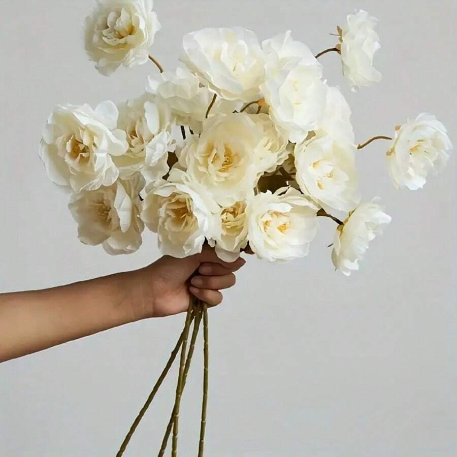 Bó hoa mẫu đơn nhân tạo bằng lụa, hoa mẫu đơn sống động như thật, thích hợp để cắm bình, trang trí đám cưới, nhà cửa hoặc để bàn.