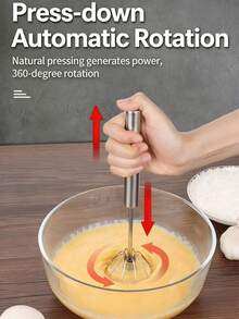 Stainless Steel Manual Egg Beater Semi-Automatic Handheld Whisk For Cream Whipping Mixing Baking Kitchen Tool - Multicolor - View 10
