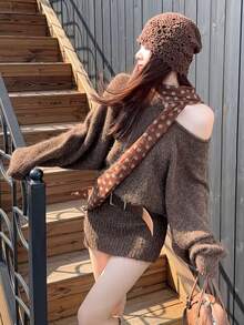 Women Short Dresses - Dark Brown - View 9