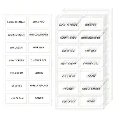 140pcs Clear Waterproof Bathroom Beauty Labels For Skin Care Shampoo Body Wash Lotion Cream Toner Makeup Bottle Stickers Refillable Organizational Labels In Transparent Color With Durable Adhesive