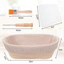 LOJAX Cesta Ovalada a Prueba de Pan Cesta de Pan de Masa Madre Cesta de Fermentación de 25 cm Cesta de para Prueba de Pan Cesta de Masa - Blanco - Ver 2